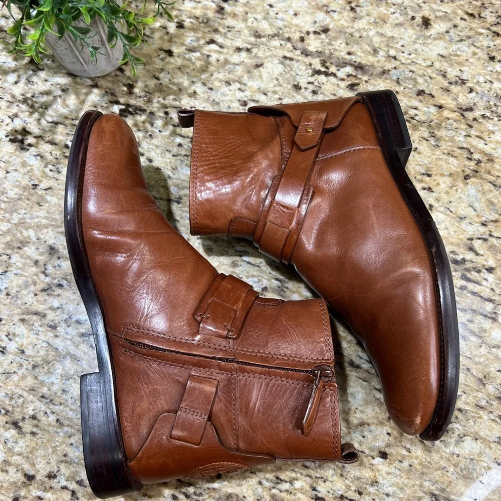 Tory Burch Colton Brown Leather Ankle Boots 7.5